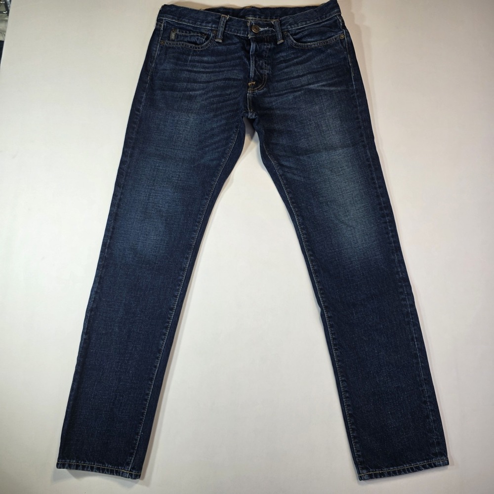 Abercrombie & Fitch Men's Button Fly 34x31 Dark Wash Slim Straight Denim